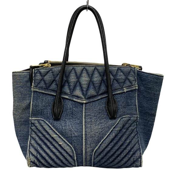 Miumiu Denim Biker Handbag Blue Leather - Picture 14 of 15